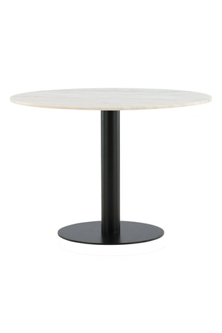 Estelle Matbord runt 106cm Vit marmor / Svarta Ben