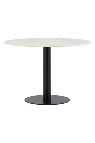 Estelle Matbord runt 106cm Vit marmor / Svarta Ben