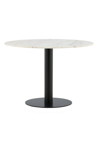 Estelle Matbord runt 106cm Vit marmor / Svarta Ben