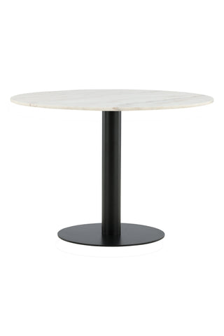 Estelle Matbord runt 106cm Vit marmor / Svarta Ben