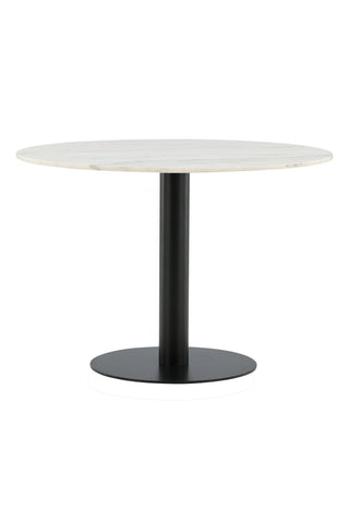 Estelle Matbord runt 106cm Vit marmor / Svarta Ben