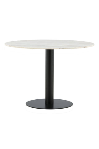 Estelle Matbord runt 106cm Vit marmor / Svarta Ben