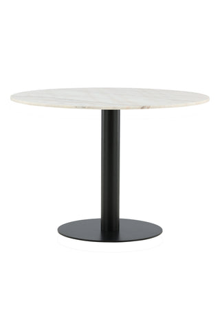 Estelle Matbord runt 106cm Vit marmor / Svarta Ben