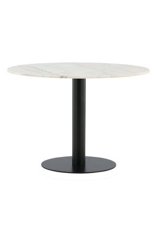 Estelle Matbord runt 106cm Vit marmor / Svarta Ben