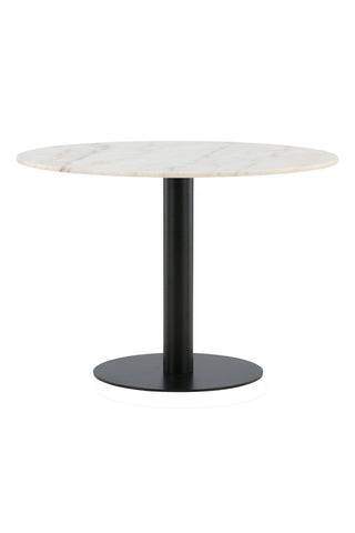Estelle Matbord runt 106cm Vit marmor / Svarta Ben