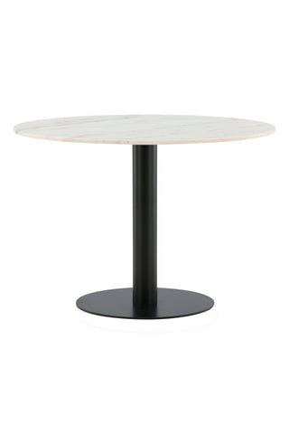 Estelle Matbord runt 106cm Vit marmor / Svarta Ben