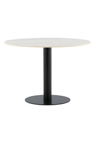 Estelle Matbord runt 106cm Vit marmor / Svarta Ben