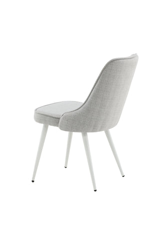 Velvet Deluxe Matstol 2-pack - Vita ben - Ljusgrå tyg
