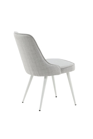 Velvet Deluxe Matstol 2-pack - Vita ben - Ljusgrå tyg