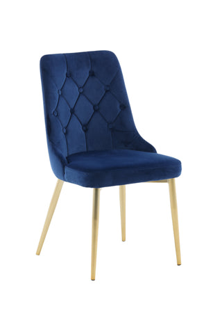 Velvet Lyx Matstol 2-pack - Matt Mässing / Blå Sammet