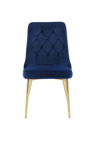 Velvet Lyx Matstol 2-pack - Matt Mässing / Blå Sammet