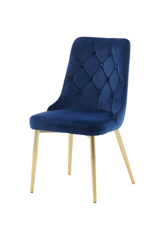Velvet Lyx Matstol 2-pack - Matt Mässing / Blå Sammet