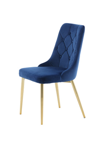Velvet Lyx Matstol 2-pack - Matt Mässing / Blå Sammet