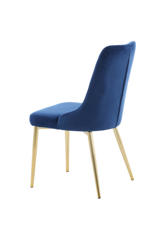 Velvet Lyx Matstol 2-pack - Matt Mässing / Blå Sammet