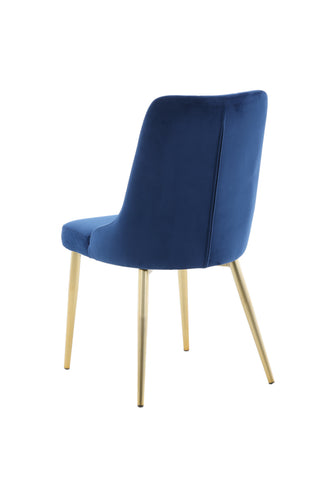 Velvet Lyx Matstol 2-pack - Matt Mässing / Blå Sammet
