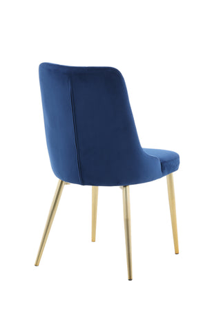 Velvet Lyx Matstol 2-pack - Matt Mässing / Blå Sammet