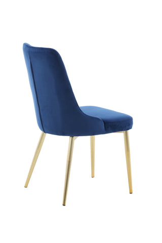 Velvet Lyx Matstol 2-pack - Matt Mässing / Blå Sammet