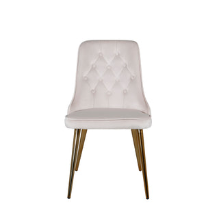 Velvet Deluxe Matstol 2-pack - Borstad mässingsben / Beige sammet