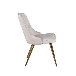 Velvet Deluxe Matstol 2-pack - Borstad mässingsben / Beige sammet
