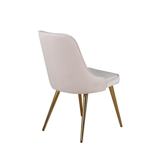 Velvet Deluxe Matstol 2-pack - Borstad mässingsben / Beige sammet