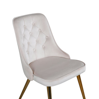 Velvet Deluxe Matstol 2-pack - Borstad mässingsben / Beige sammet