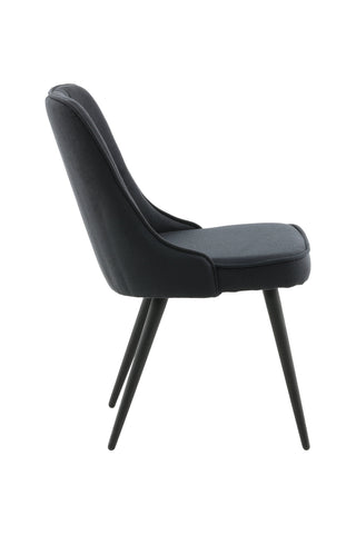 Velvet Deluxe Matstol 2-pack - Svarta ben - Svart tyg