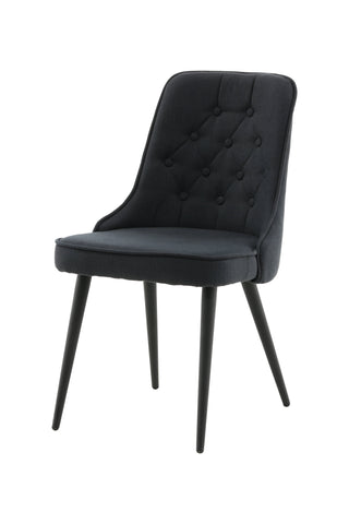Velvet Deluxe Matstol 2-pack - Svarta ben - Svart tyg