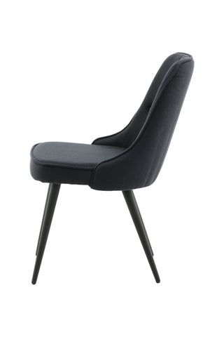 Velvet Deluxe Matstol 2-pack - Svarta ben - Svart tyg