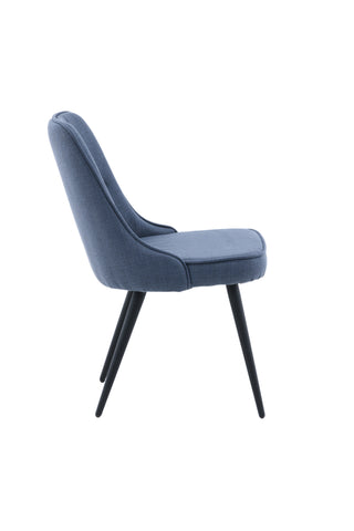 Velvet Deluxe Matstol 2-pack - Svarta ben - Blått tyg
