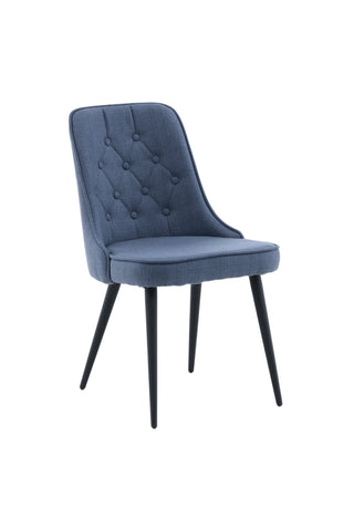 Velvet Deluxe Matstol 2-pack - Svarta ben - Blått tyg