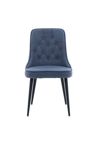Velvet Deluxe Matstol 2-pack - Svarta ben - Blått tyg