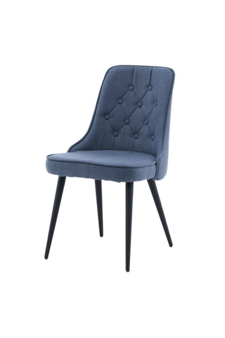 Velvet Deluxe Matstol 2-pack - Svarta ben - Blått tyg