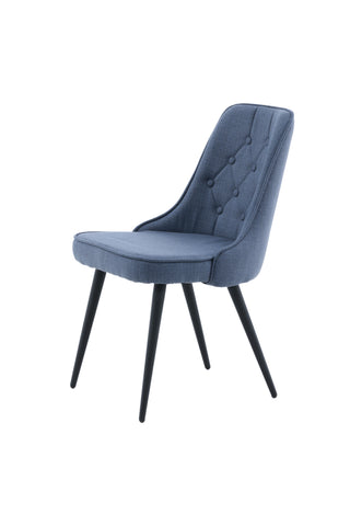Velvet Deluxe Matstol 2-pack - Svarta ben - Blått tyg