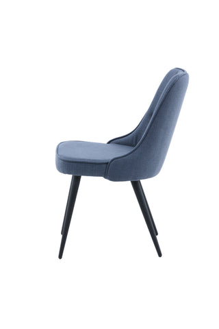 Velvet Deluxe Matstol 2-pack - Svarta ben - Blått tyg