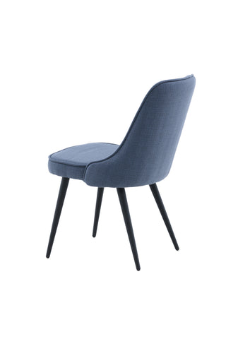 Velvet Deluxe Matstol 2-pack - Svarta ben - Blått tyg
