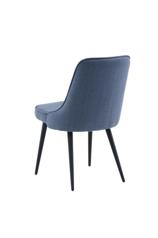 Velvet Deluxe Matstol 2-pack - Svarta ben - Blått tyg