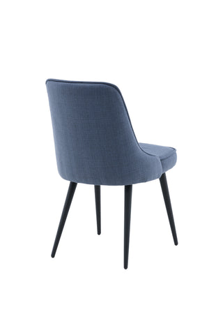 Velvet Deluxe Matstol 2-pack - Svarta ben - Blått tyg