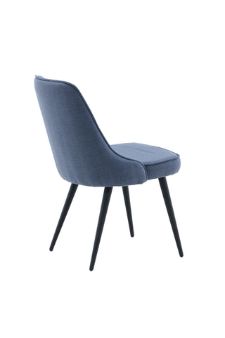 Velvet Deluxe Matstol 2-pack - Svarta ben - Blått tyg