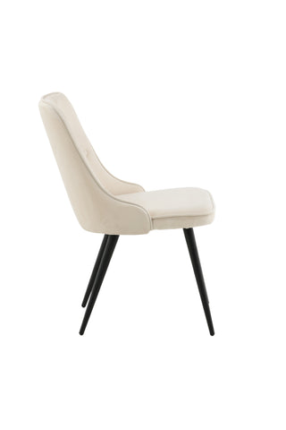 Velvet Deluxe Matstol 2-pack - Svarta Ben / Beige Sammet