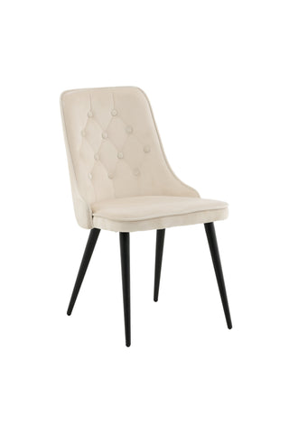 Velvet Deluxe Matstol 2-pack - Svarta Ben / Beige Sammet