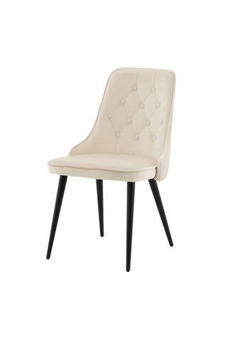 Velvet Deluxe Matstol 2-pack - Svarta Ben / Beige Sammet