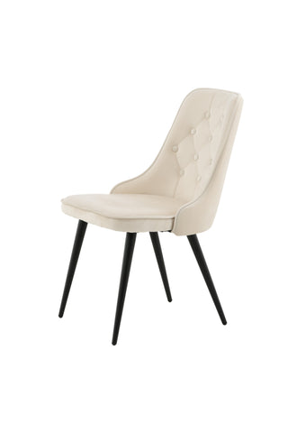 Velvet Deluxe Matstol 2-pack - Svarta Ben / Beige Sammet