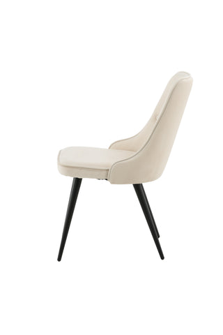Velvet Deluxe Matstol 2-pack - Svarta Ben / Beige Sammet
