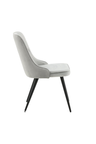 Velvet Deluxe Dining Chair 2-pack - Svarta ben / Ljusgrå sammet