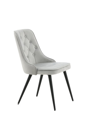Velvet Deluxe Dining Chair 2-pack - Svarta ben / Ljusgrå sammet