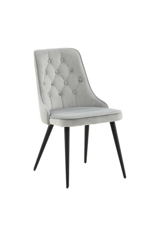 Velvet Deluxe Dining Chair 2-pack - Svarta ben / Ljusgrå sammet