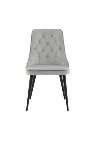 Velvet Deluxe Dining Chair 2-pack - Svarta ben / Ljusgrå sammet
