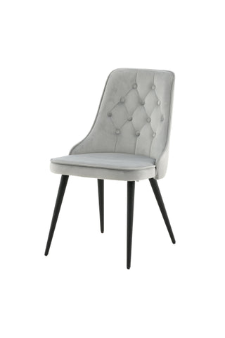 Velvet Deluxe Dining Chair 2-pack - Svarta ben / Ljusgrå sammet