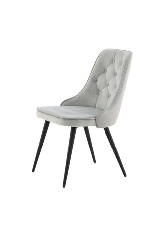 Velvet Deluxe Dining Chair 2-pack - Svarta ben / Ljusgrå sammet