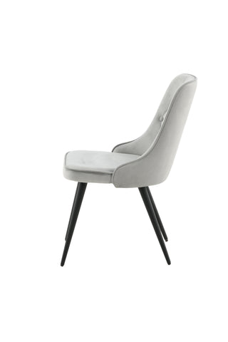 Velvet Deluxe Dining Chair 2-pack - Svarta ben / Ljusgrå sammet